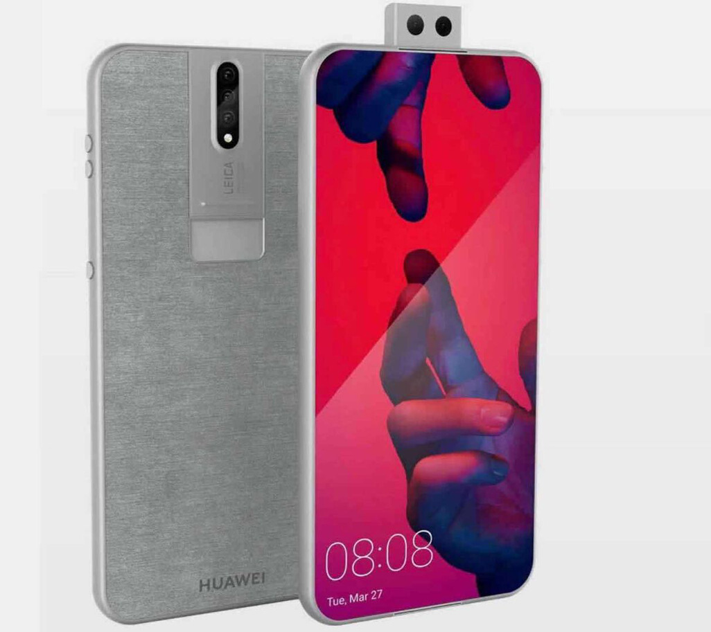 无刘海,前后5颗升降摄像头,华为P30完美概念图