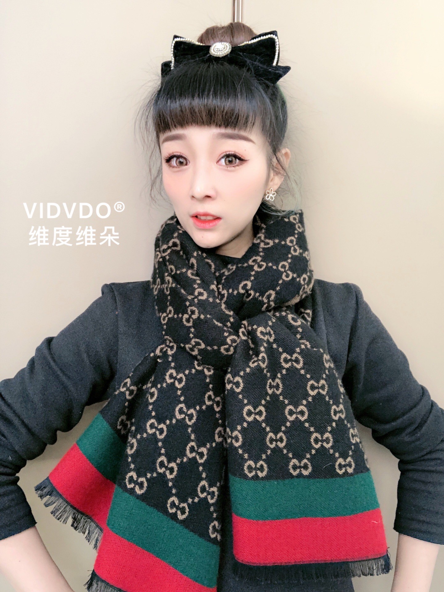 维度a628 新版双c红绿条围巾